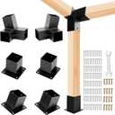 6 PCS Pergola Brackets Kit,15 3-Way Slanted Roof Pergola Bracket Set 4x4 (Actual: 3.5x3.5 in),2 Pack Angle Corner Bracket with Post Base for Wooden Beams Lumber Gazebos Patio Pergola Sheds