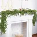2 Pack of 6 Foot Norfolk Pine Garland Real Touch,Winter Artificial Christmas Greenery for Indoor Outdoor Holiday Decor, Mantle, Fireplace, Staircase, Wall,Table Decorations
