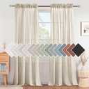 H.VERSAILTEX Curtains 96 Inches Long for Living Room 2 Panels Rod Pocket Soft Linen Draperies Light Weight Airy Semi Privacy Sheer Curtains for Bedroom 8 FT Tall, Heathered Natural