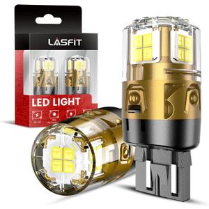 LASFIT 7443 7440 LED Bulbs Reverse Backup Light, 7444 7444na White T20 Daytime Running DRL Parking Lamp L-7440 W21W WY21W 6000K for Automotive Replacement, Plug and Play, Pack of 2