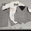 Coco&RARA Baby Boy Clothes Suits Infant Gentleman Outfits, Formal Dress Shirt+Vest+Corsage+tie+Pants Baby Suit Set 0-18M (12-18 Months, Grey)