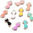 DanLingJewelry 100pcs Random Color Enamel Cat Charms Alloy Pendants Cute Craft Supplies With Loop for Jewelry Making (100 pcs - cat)