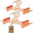 Better to U Stackable Shiny Copper/Gold Metal Pants Hanger, Rose Gold Skirt Trousers Hanger Add-on Hook, Space-Saving Hanger with Non-Slip Adjustable Clips for Jeans Slacks Boutique (20, Copper)