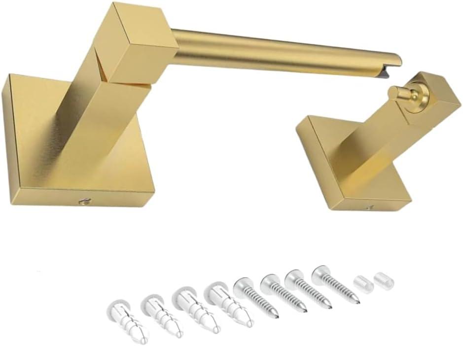 Stainless Steel Toilet Paper Holder Wall Mounted for Bathroom, Double Post Pivoting Square Tissue Holders Roll Holder Hangers Toilet Paper Stand (Gold)