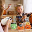Yalikop 6 Sets Halloween Painting Crafts, Paint Your Own Halloween Ceramic Crafts with Brush and Easel, Pumpkin Spooky Ghost Spider Black Cat Witch Holiday Ceramics to Paint Unpainted Plaster Supplies