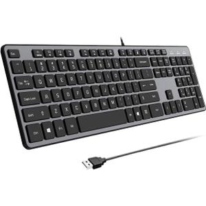USB Wired Keyboard for Window,Comfortable Quiet Chocolate Keys, Durable Ultra-Slim Wired Computer Keyboard(QWERTY) for PC, Windows 11/10/8/7/XP/Vista KB1430