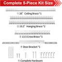Garage Door Opener Mounting Brackets, Universal Hanging Kit with Door Reinforcement Bracket for Genie/Chamberlain/Craftsman Smart Chain Drive Openers, Galvanized Steel, Ceiling Mount, 5-Piece