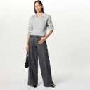 The Drop Women's Marcy Ribbed Polo Top (Medium, Light Heather Grey)