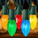 Brightown 25 Feet C9 Bulb String Lights Outdoor Multicolored Christmas Lights Green Wire for Outdoor Patio Room Party Backyard Decoration, 25 Bulbs
