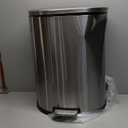 QUALIAZERO 50L/13Gal Heavy Duty Hands-Free Stainless Steel Commercial/Kitchen Step Trash Can, Fingerprint-Resistant Soft Close Lid Trashcan, 13Gal, D Shape