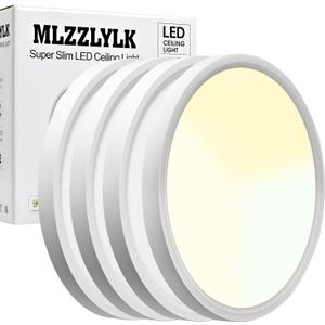 4PK 15.8 inch LED Flush Mount Ceiling Light Fixture,36W Super Slim LED Ceiling Light 3600LM,3000K/4000K/6000K CCT Selectable,Close to Ceiling Round Flat Panel light for Bedroom,Kitchen,Hallway (White)