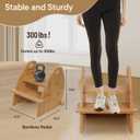 Wooden 2 Step Stool for Kids,Toddler Adjustable Triple Height Step Stool,Bamboo Bird-Shaped Design,300lbs Capacity,Ideal for Bathroom,Kitchen,Bedroom