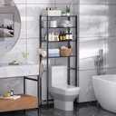 Tujurich 4-Tier Over The Toilet Storage Rack, Bathroom Organizer with One-Piece Metal Mesh Shelves, Over Toilet Shelf with Adjustable Feet & Anti-Tip Kit, Space-Saving Bathroom Storage, Silver