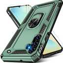 for Samsung Galaxy S24 FE Case with Screen Protector, Military Grade Rugged Shockproof Galaxy S24 FE 5G Heavy Duty Protective Cover for Samsung S24 FE Magnetic Ring Kickstand Phone Case (Green)