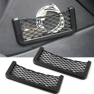 Car 2 PCS Storage Mesh Bag, Automatic Bonding Mesh Bag, Multi-Function Mesh Elastic Nylon Bag, Universal For Most Cars (Black)