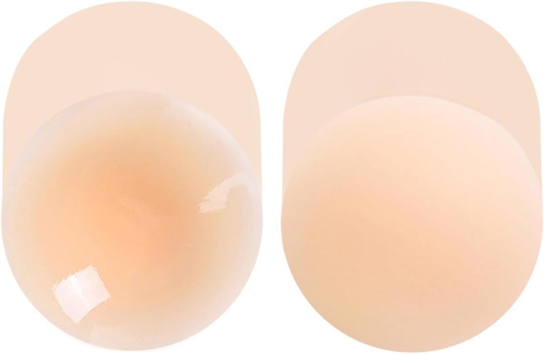 Sticky Push UpInvisible Bras.Reusable Sticky Adhesive Silicone Nipple Pasties Bras,Suitable for female breast petals (Beige)