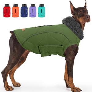 EMUST Dog Jackets for Winter, Cold Weather Coats for Dogs, Soft Winter Jackets for Medium Large Dogs, Pet Vest for Small Medium Large Dogs, Green, L (Large(Pack of 1))