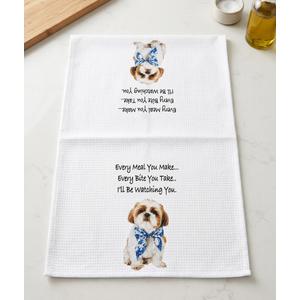 Every Meal You Make Every Bite You Take Funny Kitchen Towels Dish Towel 16x24 Inches, Dogs Gifts for Dog Owner Lovers, Shih Tzu Paws Absorbent Dish Tea Towels for Bathroom Decor