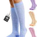 FITRELL 4 Pairs Compression Socks for Women & Men, 15-20mmHg Circulation Support for Athletic Travel Daily Wear