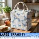 Blue Bow Lunch Box for Women and Men, Insulated Fabric Lunchbag for Work, Leakproof Adult Lunchbox, Cooler Lunch Tote Bag for Offices College Picnic Travel Outdoor