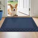 BEQHAUSE Door Mat Indoor Entrance Dirt Trapper Rugs for Entryway Non Slip Welcome Mat Absorbent Floor Mat Low Profile Washable Front Doormat for Dirty Paws, 24" x 36", Navy Blue