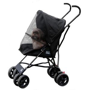 Pet Gear Travel Lite Plus Stroller, Compact, Easy Fold, No Assembly Required, Large Wheels for Cats and Dogs up to 15 pounds, Midnight Black