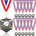 Trnayi 20 Pcs Baseball Medals Bulk 2.4 Inch Metal Medal for Baseball with Neck Ribbons Winner Award Prize Gift for Sports Tournaments Match Competitions Celebration and Party Favors