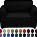 Joccun Stretch Chair Couch Cover, 1-Piece Sofa Slipcover Spandex Jacquard Fabric Sofa Covers with Elastic Bottom, Washable Furniture Protector for Dogs, Cats, Kids(Armchair, Black)