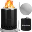 9.7 x 7.1 Inch Tabletop Fire Pit by AmazStove, Low Smoke Camping Stove for Outdoor Safe Burning Firepits, Fueled Pellets or Wood, Travel Bag Included (Black, 9.7 x 7.1 INCH)