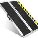 4FT Portable Wheelchair Ramp, Non-Slip Aluminum Folding Handicap Ramp, 800 LBS Capacity Door Threshold Ramps for Home Steps, Scooter Ramps for Car, Doorways, Curbs, Stairs, Cart, Wheel Chair Ramp Step