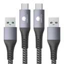 CONMDEX USB to USB C Cable 10Gbps (6ft, 2-Pack) USB 3.1 Gen 2 Data Transfer Cable for iPhone 17/16 Plus 17/16 Pro Max, Samsung Galaxy S25, Type C Charger Fast Charging for Carplay/Android Auto (Grey)