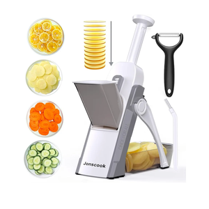 Safe Mandoline Slicer for Kitchen, Adjustable Thickness 0.1-8 mm, Professional Vegetable Slicer, Potato Slicer, Food Chopper French Fry Cutte, Mandolin, Chopping Artifact (just Slice, LightGray)