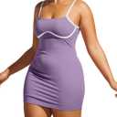 Ulovmi Women's Mini Sexy Spaghetti Strap Bodycon Dress (Purple)