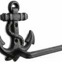 Comfy Hour 9" Cast Iron Anchor Toilet Paper Holder, Decorative Nautical Bathroom Decor, Vintage Coastal Wall Mount Paper Roll Hanger, Heavy Duty Maritime Decor for Beach House, Brown, 1 Pack