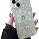 ZTOFERA Clear Christmas Case for iPhone 15 Plus 6.7 inch,Cute Merry Christmas Pattern Phone Case Gifts Translucent Silicone Hard PC +TPU Bumper Shockproof Protective Cover-Christmas Snow