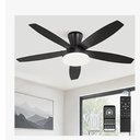 ZMISHIBO 48 inch Ceiling Fans with Lights and Remote/APP Control,Black Low Profile Ceiling Fan with Light,Quiet DC Motor,LED Dimmable, Modern Flush Mount Ceiling Fan for Bedroom Indoor/Outdoor Patio