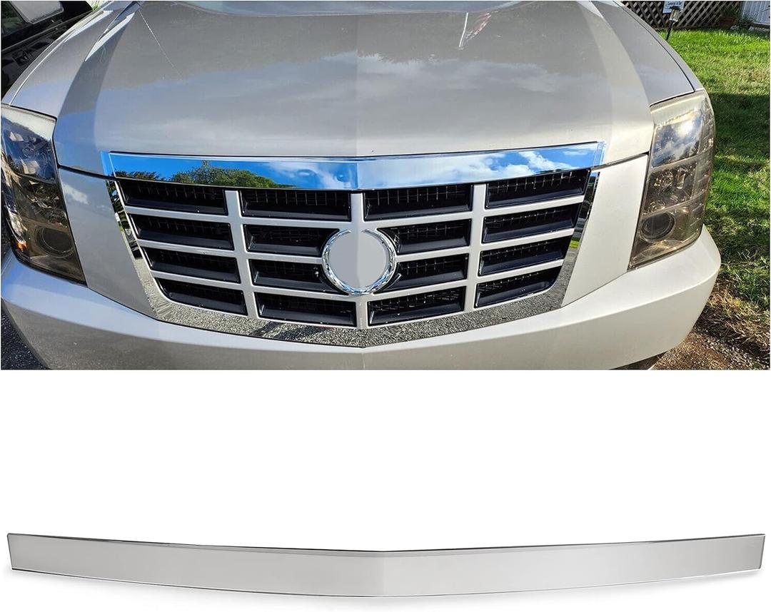 ECOTRIC Hood Molding Trim Compatible with 2007-2014 Cadillac Escalade Replacement for GM1235107 15907251 Hood Moulding Chrome Plastic