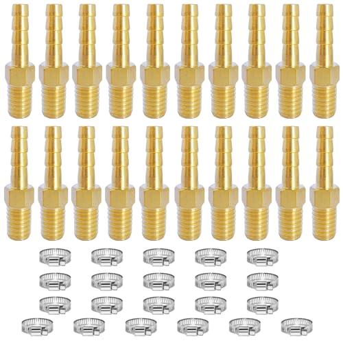 NICOLEKAY 20 Pcs Brass Hose Barb Fittings, 3/8 NPT to 3/8 Barb, Male Thread Hose Barb Adapter Connector NICOLEKAY 20 Pcs Brass Hose Barb Fittings, 3/8 NPT to 3/8 Barb, Male Thread Hose Barb Adapter Connector