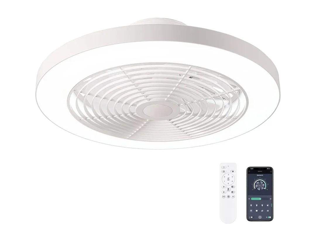 Orison Ceiling Fans with Lights, Low Profile Ceiling Fan with Lights and Remote, 6 Wind Speeds Smart Flush Mount Ceiling Fan for Bedroom, Kids Room and Living Room 19.7" (White)