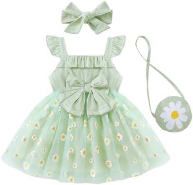 Renotemy Toddler Baby Flower Girl Dress Summer Boho Fairy Tutu Tulle Dresses Princess Wedding Party Dress for Girls 18-24 Month
