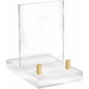 russell+hazel Acrylic Easel with Adjustable Gold Pegs, Stand for Pictures, Phone or Art, Clear Acrylic with Gold Detail, 4 x 6 x 6 (31726)