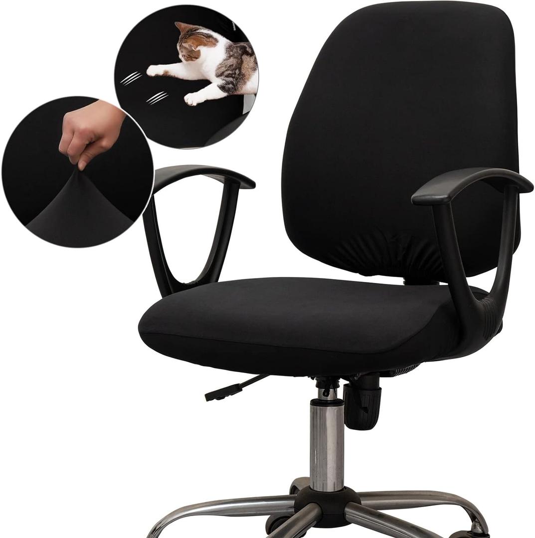 Melaluxe Computer Office Chair Covers, Protective & Stretchable Universal Chair Cover, Stretch Rotating Chair Slipcover (Black)