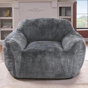 Homguava Bean Bag Chair Bean Bag Chairs for Adults Comfy Beanbag Chair with Spacious Design Oversized Bean Bag Sofa with Armrest Giant Bean Bag Chair with Filler for Living Room Bedroom (Grey) (Single)
