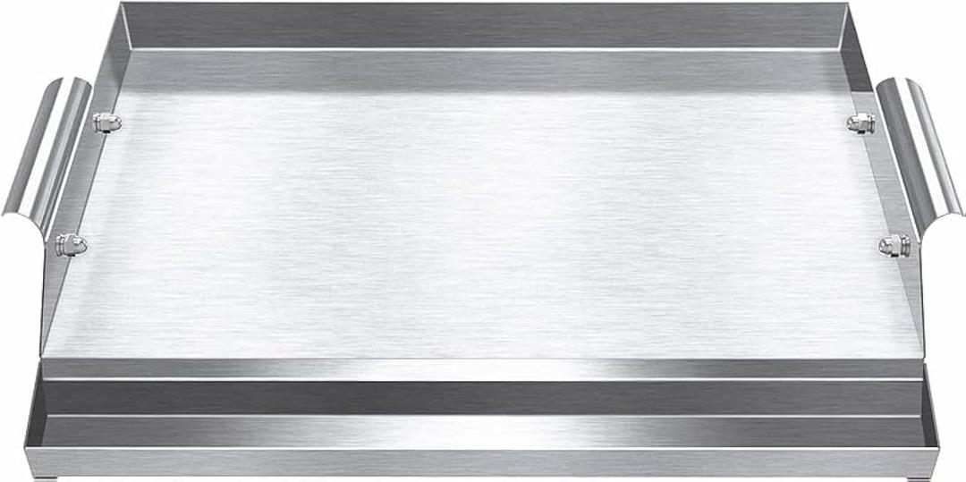 Stainless Steel Griddle (17" x 12") for BBQ Charcoal/GasGrills Fry Flat Top Plate Even Heating for Indoor/Outdoor Cooking, Camping, Tailgating, and Parties