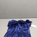 Women's Satin One-Shoulder Asymmetrical Ruffle Mini Dress (11-12, Navy)