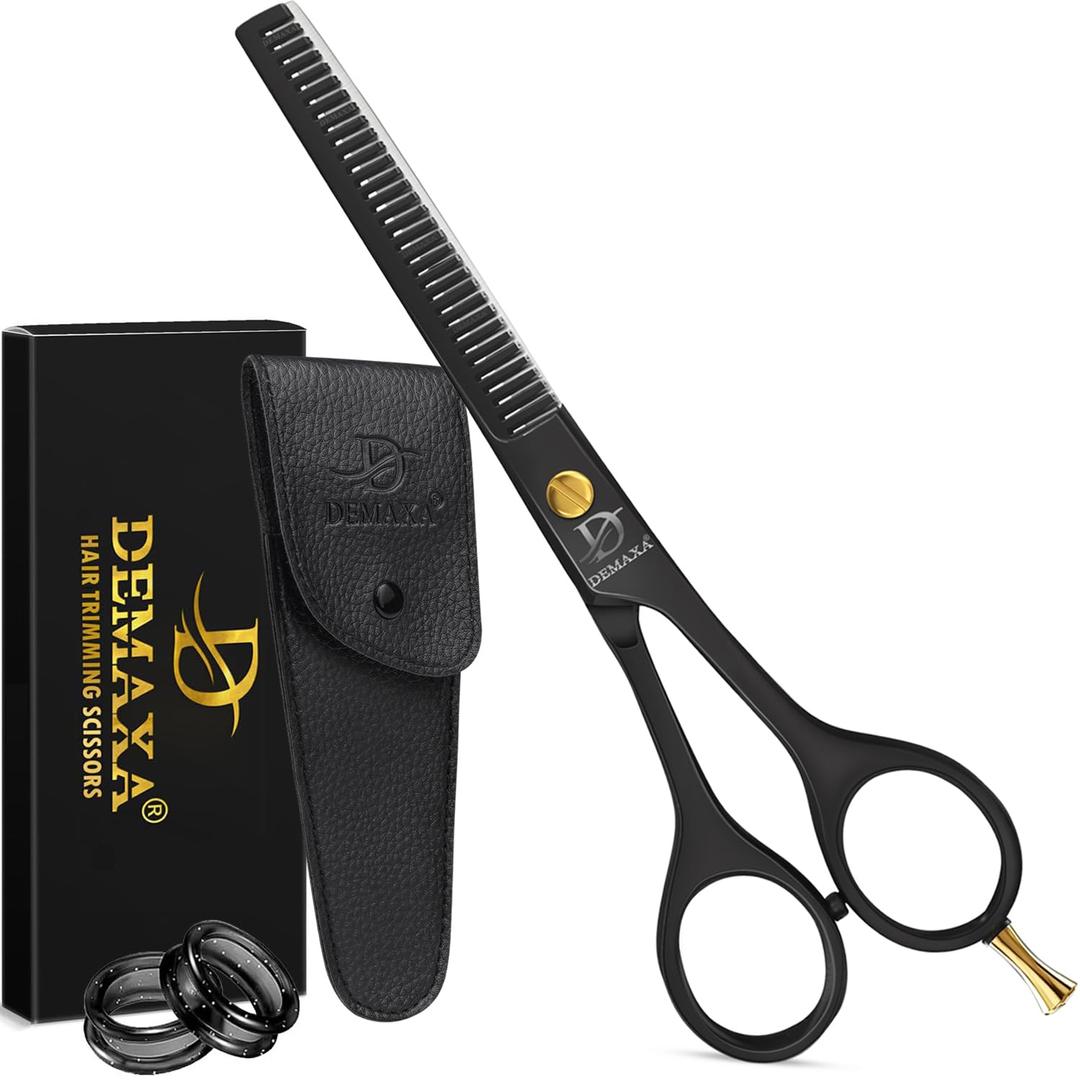 Thinning Shears for Hair Cutting - DEMAXA Hair Thinning Scissors Professional Barbers Texturizing Shears for Salon & Home Use - 6.5-inch Black High Carbon Stainless Steel Thinning Sheers