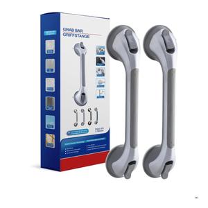 Grab Bars for Bathtubs and Showers 2 Pack Shower Handle, Heavy Duty Suction Grab Bar Bath Handrails for Seniors and Elderly, Bathroom Safety Grip No Drilling Waterproof Removable, Silver