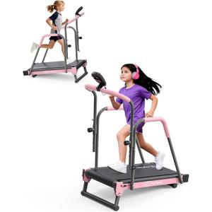 Kids Treadmill, Treadmill for Kids Manual with Handle Bar Up to 165Lbs Capacity, Upgraded Kids Exercise Equipment with 2 Adjustable Incline Mode & 4 Level Upright Height