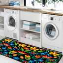Green Mexican Floral Kitchen Rug,Kitchen Runner Rug Non Slip Washable Standing Desk Mat Laundry Room Runner Rug Area Rugs for Floor Bathroom,Hallway,Office,Sink,Mudroom 20''x48''