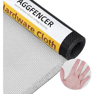 24in x 10ft Black Hardware Cloth 1/8 inch 27Ga PVC Coated Wire Mesh Vinyl Coated Galvanized Wire Mesh Screen Roll, Welded Metal Chicken Wire Fencing, for Garden Plant Fencing Bee Screen
